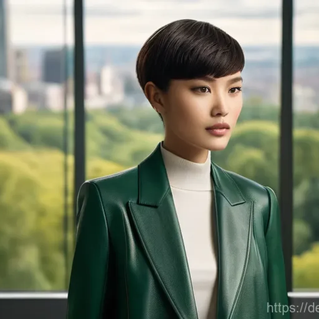 버섯 기반 소재의 비즈니스 모델 - **Prompt 1: Mycelium Leather Fashion Showcase**
    "A stylish young woman, approximately 28 years o...