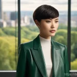 버섯 기반 소재의 비즈니스 모델 - **Prompt 1: Mycelium Leather Fashion Showcase**
    "A stylish young woman, approximately 28 years o...